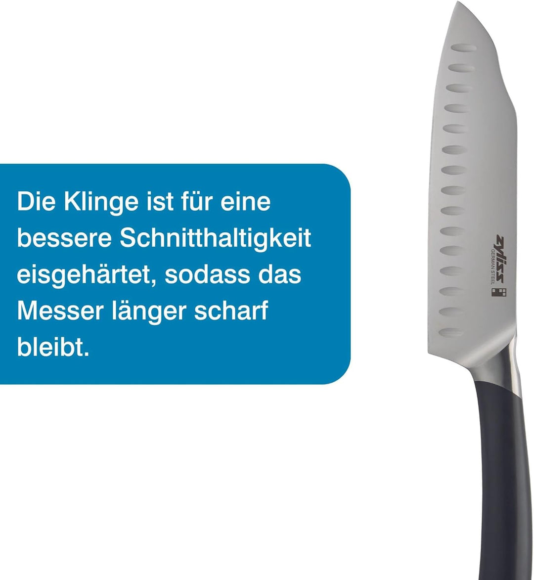 Zyliss E920272 Comfort Pro Mini Santoku messer, Deutscher Edelstahl, Black Handle, Küchenmesser, Spü