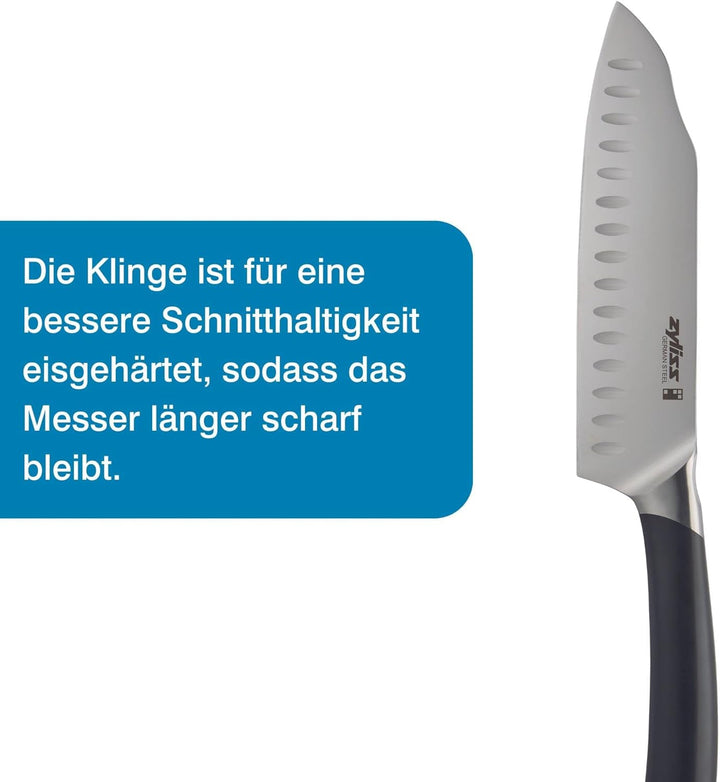 Zyliss E920272 Comfort Pro Mini Santoku messer, Deutscher Edelstahl, Black Handle, Küchenmesser, Spü