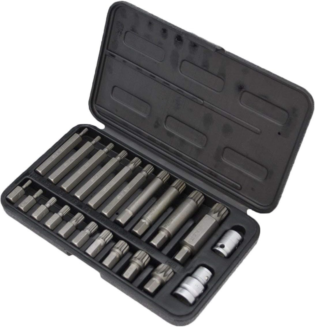 RICHMANN Bit Set 22-tlg. Vielzahn (30, 75mm)- Spline Bit Set M4 M5 M6 M8 M9 M10 M12 M14 M16 M18 + 2