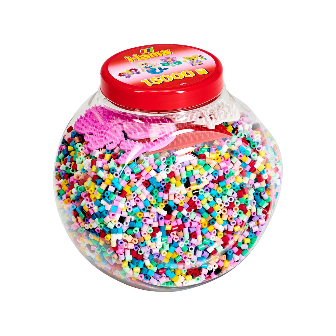 Hama Perlen 2066 Bügelperlen XXL Dose mit ca. 15.000 bunten Midi Bastelperlen mit Durchmesser 5 mm i