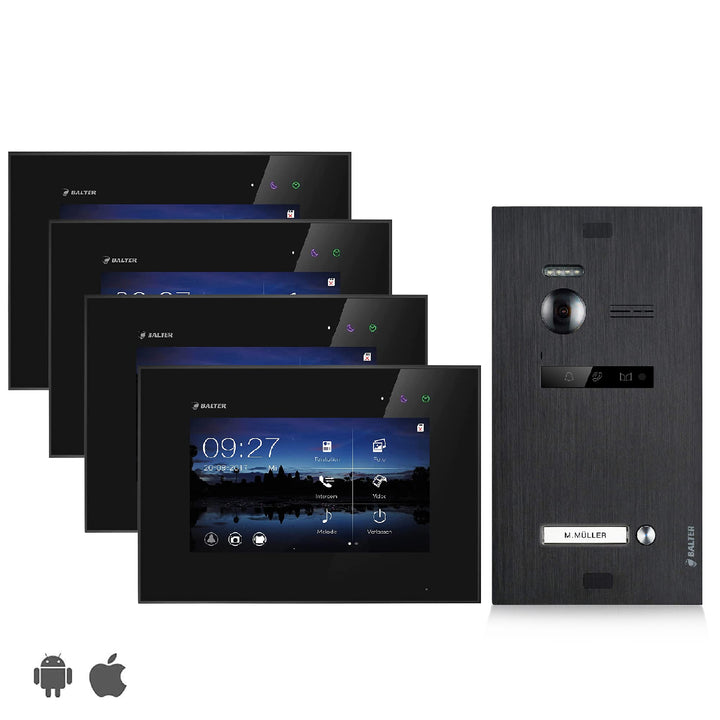Balter EVO Video Türsprechanlage ✓ Touchscreen 7 Zoll Monitor Schwarz ✓ 2-Draht Bus ✓ Schwarze Türst