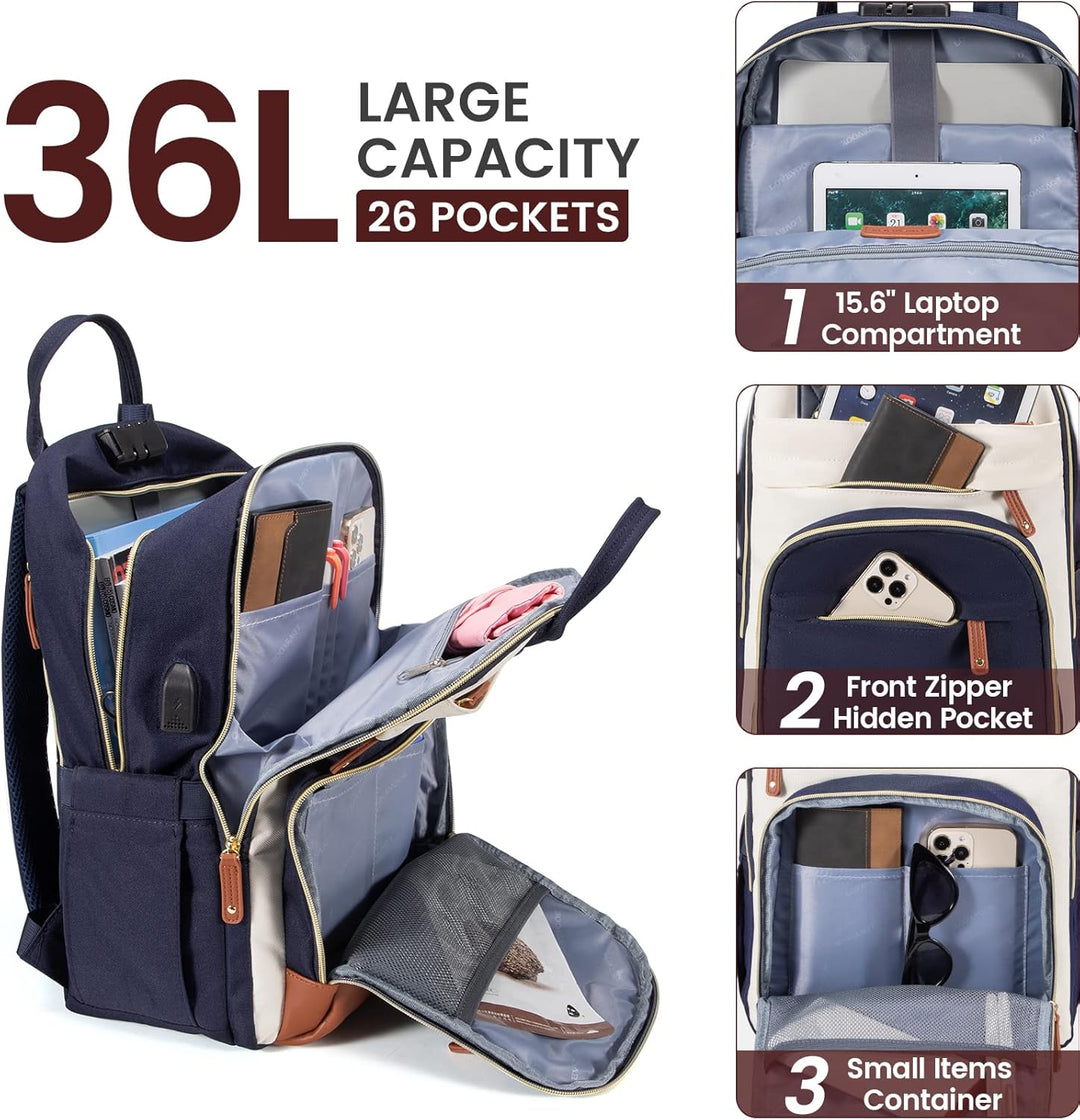 LOVEVOOK Rucksack Damen Laptop Rucksack 17 Zoll Schulrucksack Mädchen Teenager Wasserdicht Schultasc