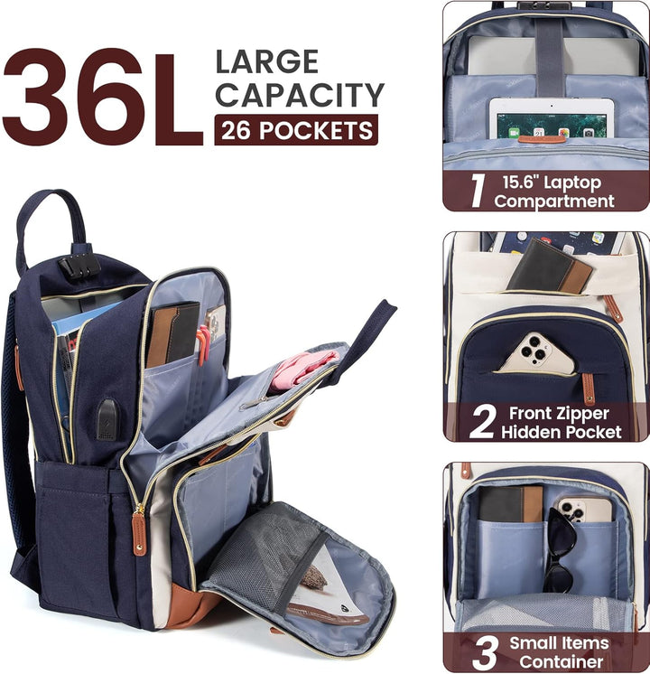 LOVEVOOK Rucksack Damen Laptop Rucksack 17 Zoll Schulrucksack Mädchen Teenager Wasserdicht Schultasc