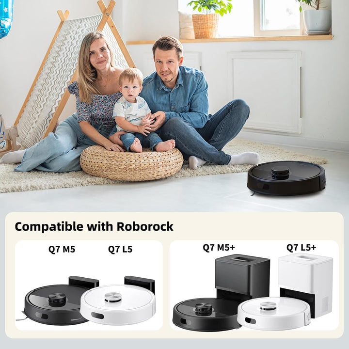 Q7 M5 Zubehör für Roborock Q7 M5,Q7 M5+,Q7 L5,Q7 L5+ Staubsauger,1 Hauptbürsten,4 HEPA-Filter,6 Wisc