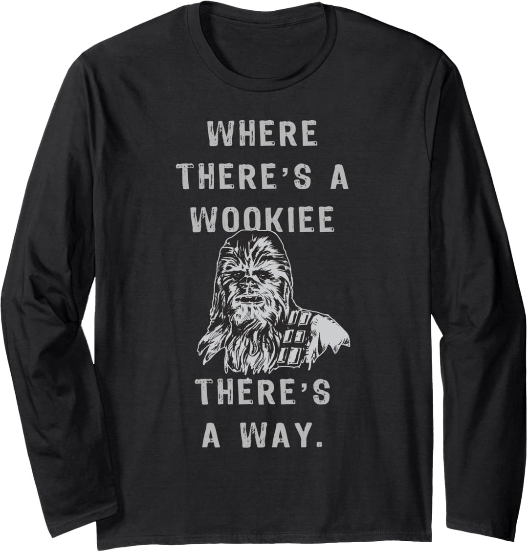 Star Wars Chewie There's A Way Text Portrait Langarmshirt