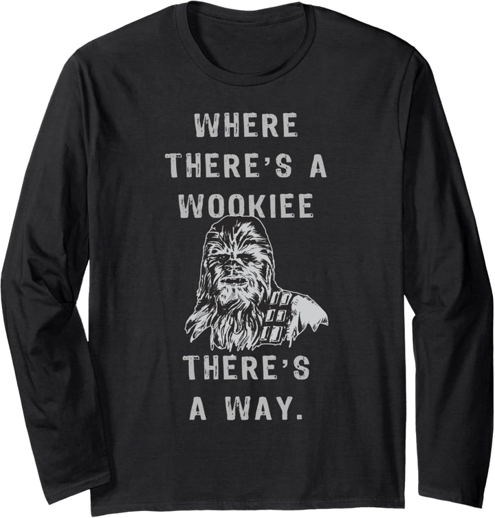 Star Wars Chewie There's A Way Text Portrait Langarmshirt
