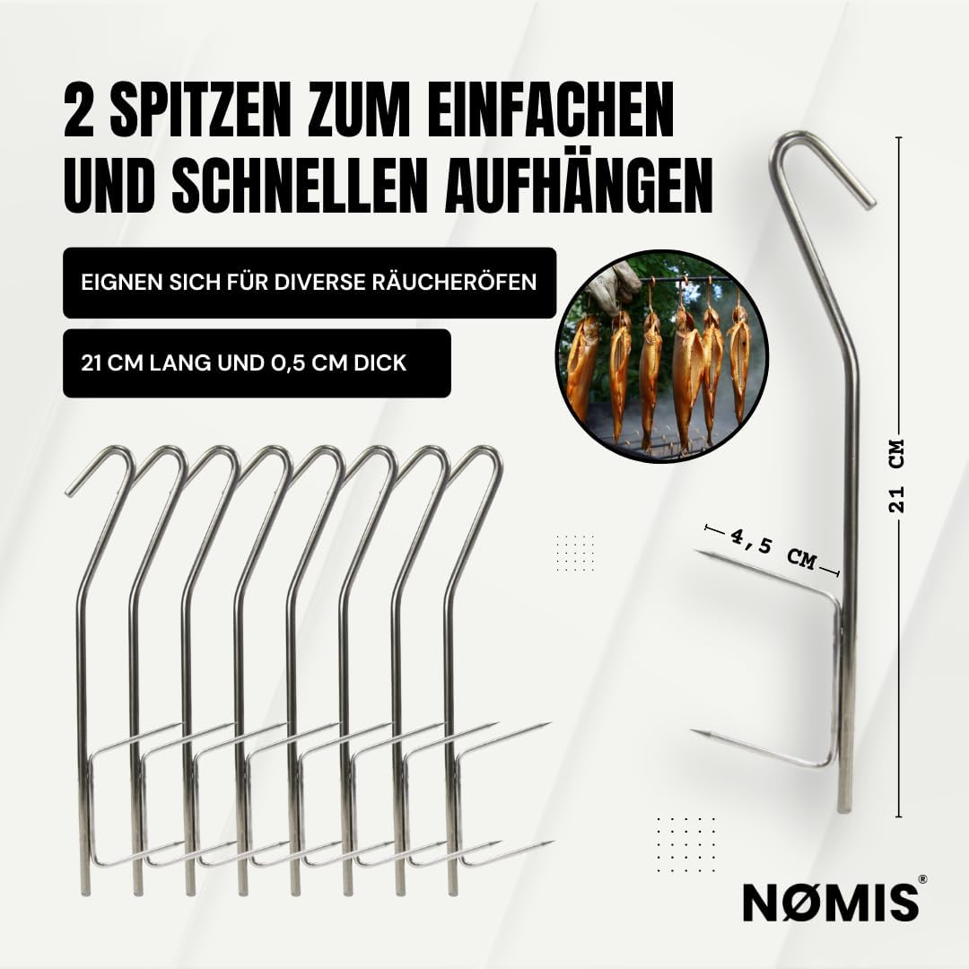 Räucherhaken Set | Fleischerhaken Edelstahl für Fisch und Fleisch | Edelstahl Räucherhaken Forelle,