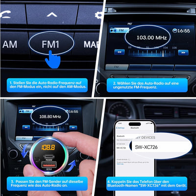 SYNCWIRE Bluetooth 5.3 FM-Transmitter für das Auto, 48W Max PD & QC 3.0 Schnelllade-Autoladegerät ,