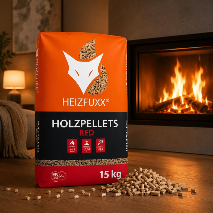 HEIZFUXX Red ENplus A1 Holzpellets Hartholz 30 kg (2 x 15 kg), 2 x 15 kg