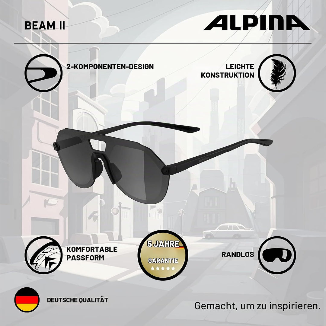 ALPINA Unisex Sonnenbrille Sonnenbrille (1er Pack) Einheitsgrösse Ganz Schwarz Matt, Einheitsgr&amp;