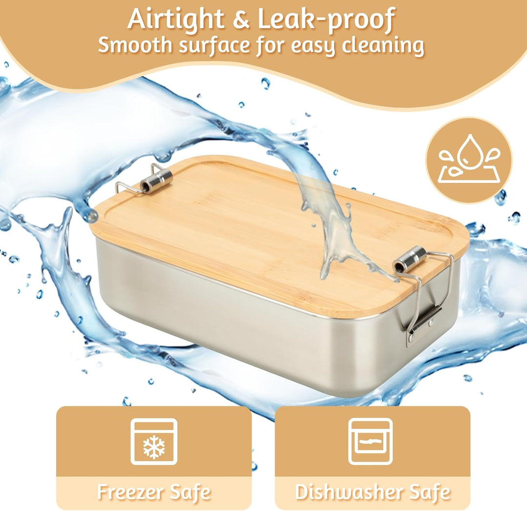 VINATO 1000ml Edelstahl Brotdose Mit Fächern, Lunchbox Erwachsene Für Schule, Arbeit & Outdoor, Lunc