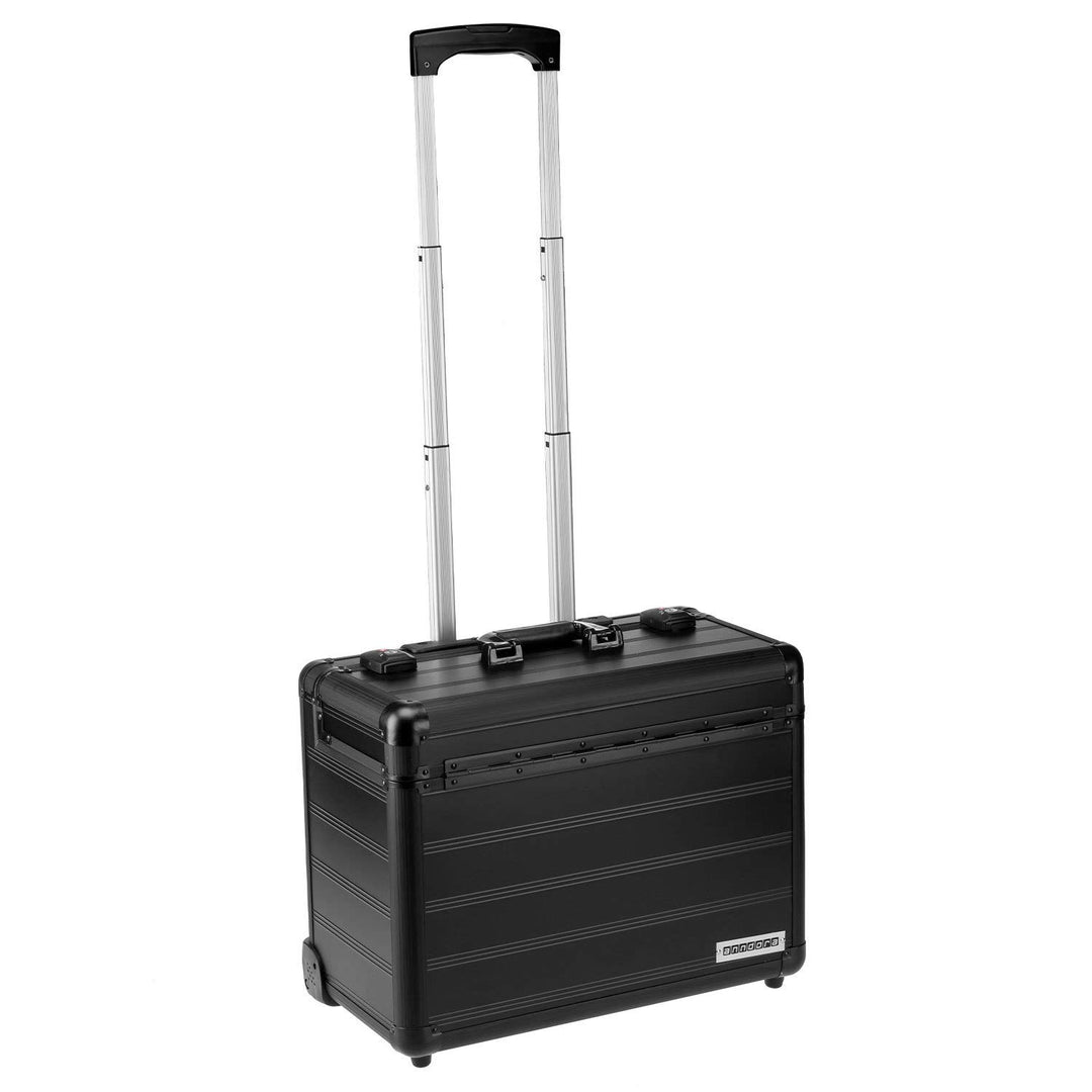 anndora Business Trolley Pilotenkoffer Laptopfach TSA Schlösser Aluminium Oberfläche Schwarz Alumini