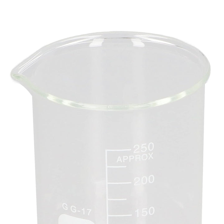 10 Stück Boro silikat glas becher Set, 10/25/50/150/250ml Graduierten-Labor-Messbecher mit Auslass,