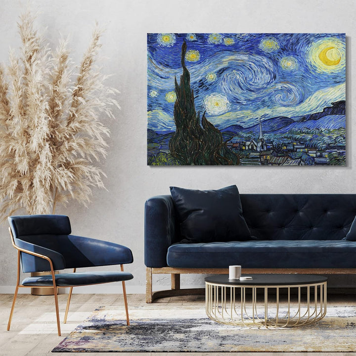 Printed Paintings Leinwand (80x60cm): Vincent Van Gogh - Die Sternennacht (1889) 80x60 cm, 80x60 cm