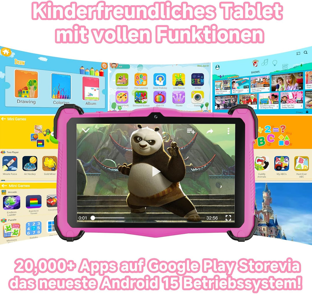 EagleSoar Kinder Tablet 7 Zoll Android 15, Tablet Kinder mit 10GB RAM+64GB ROM+TF 1TB, Kindersicheru