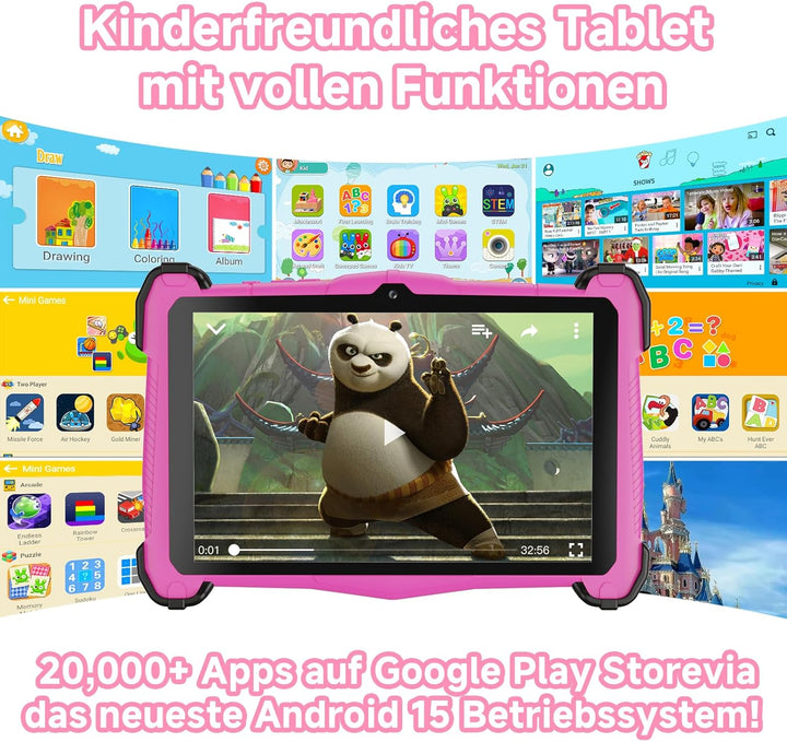 EagleSoar Kinder Tablet 7 Zoll Android 15, Tablet Kinder mit 10GB RAM+64GB ROM+TF 1TB, Kindersicheru