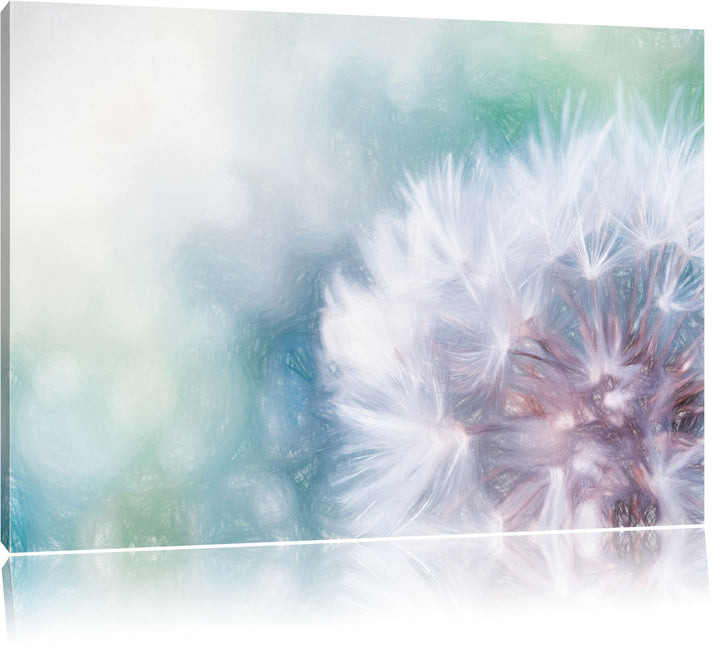 Pixxprint Zauberhafte Pusteblume Bunstift Effekt, Format: 100x70 auf Leinwand, XXL Bilder fertig ger