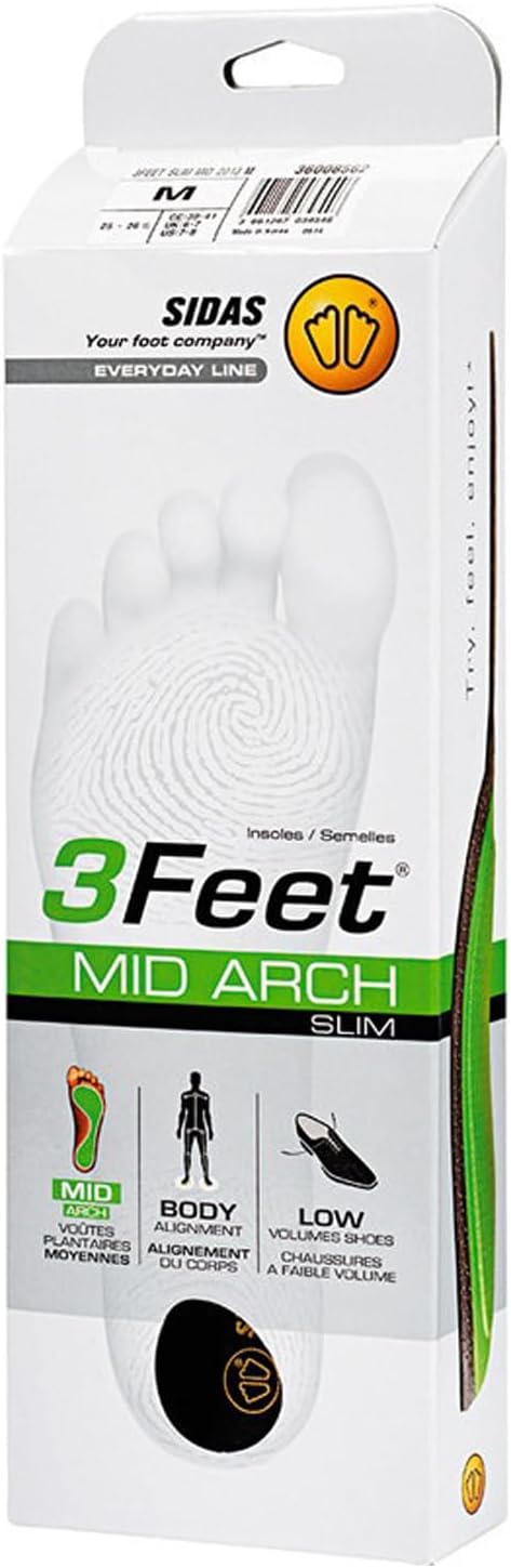 Sidas 3Feet Slim Mid Einlegesohlen/Sportsohlen, Schwarz/Grün, L