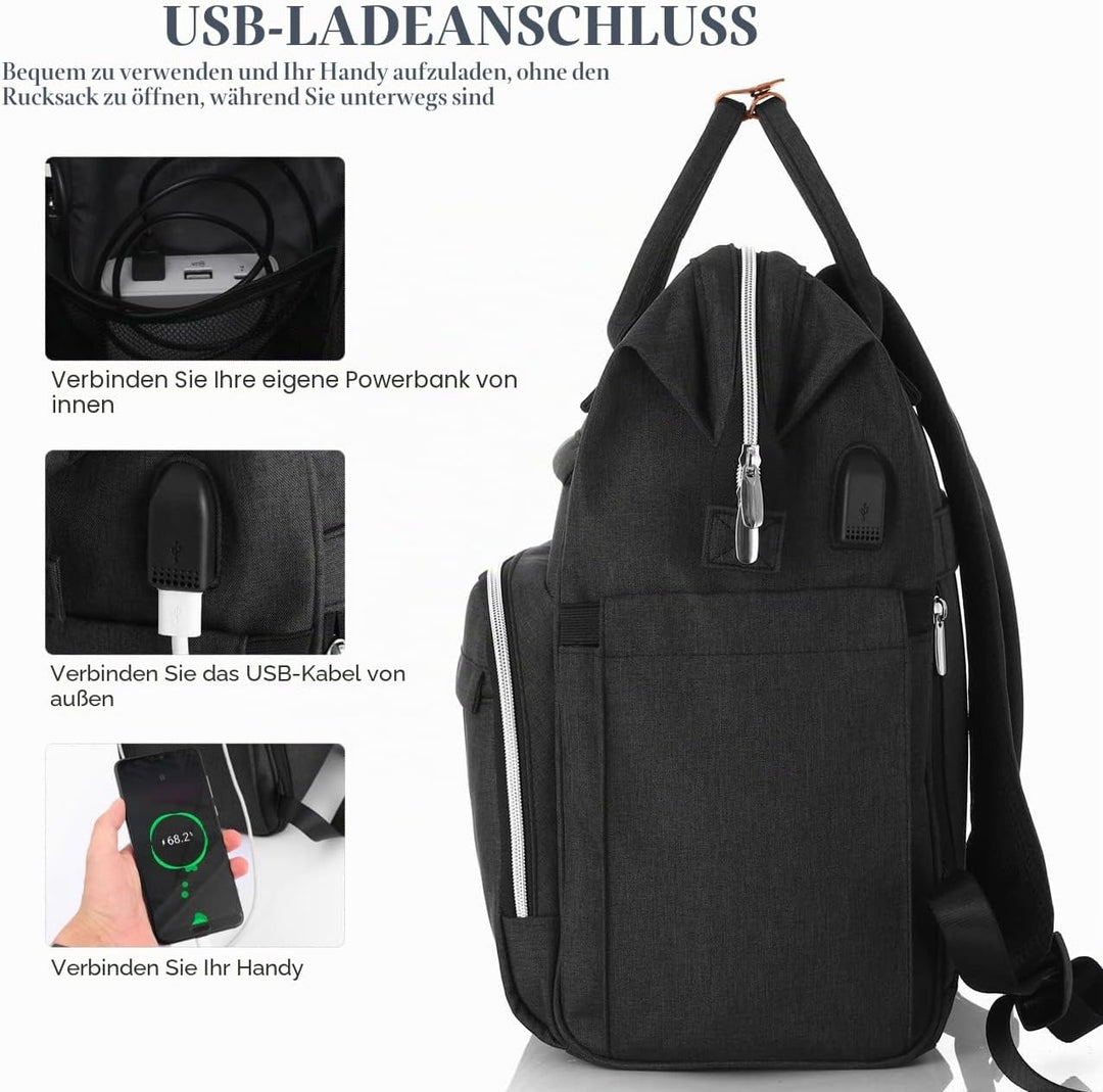 Rucksack Damen, Rucksack Schule mit 15.6 Zoll Laptopfach &amp; USB-Ladeanschluss,Schulrucksack Mädchen T