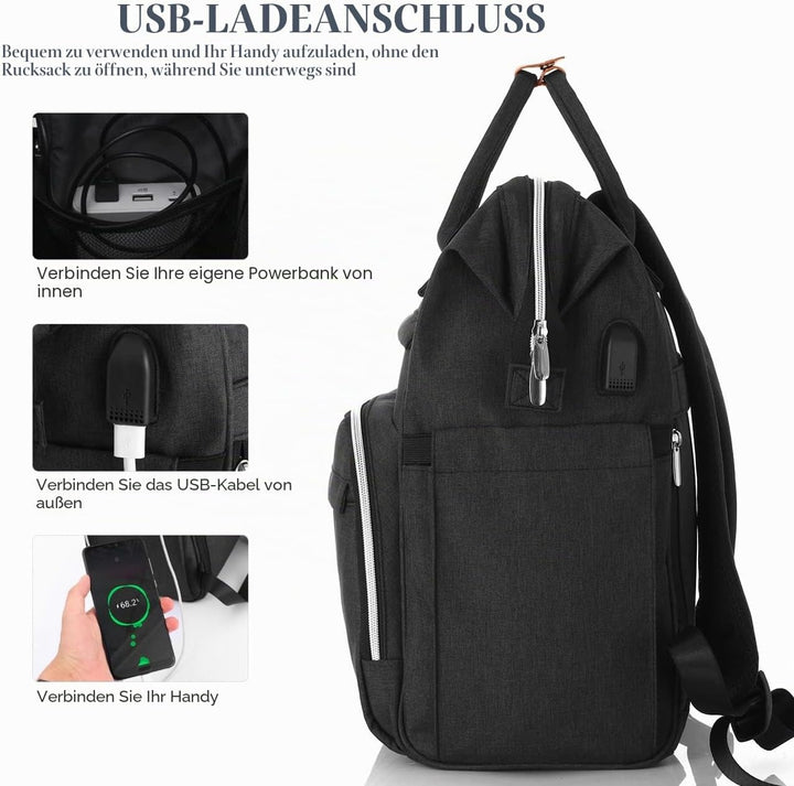Rucksack Damen, Rucksack Schule mit 15.6 Zoll Laptopfach &amp; USB-Ladeanschluss,Schulrucksack Mädchen T