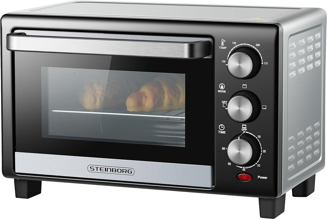 Mini Backofen 15 Liter | Pizzaofen | Minibackofen | 60 min Timer | 100°-230°C | 1200 Watt | Backofen