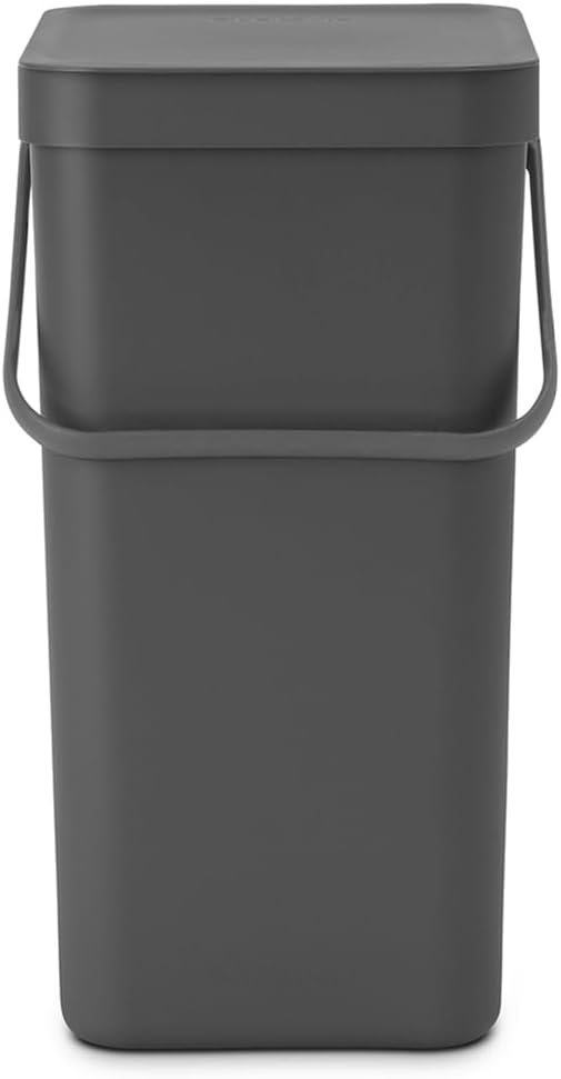 Brabantia Sort &amp; Go Einbaubehälter, Plastik, Dunkelgrau, 16L Grey 16 Liter Mülleimer, Grey 16 Liter