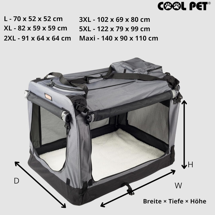 Hundetransportbox 91 * 64 * 64cm 2XL,Transportbox, Käfig, Box für Hund, Hundetasche, Autobox, Faltba