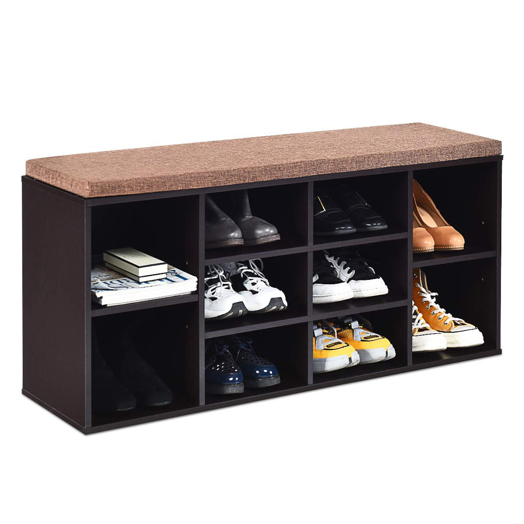 COSTWAY Schuhbank mit Sitzfläche, Schuhregal Holz, Schuhkommode Schuhablage Schuhschrank, Sitzbank m