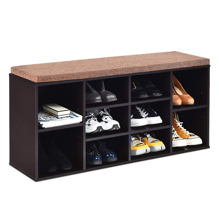 COSTWAY Schuhbank mit Sitzfläche, Schuhregal Holz, Schuhkommode Schuhablage Schuhschrank, Sitzbank m