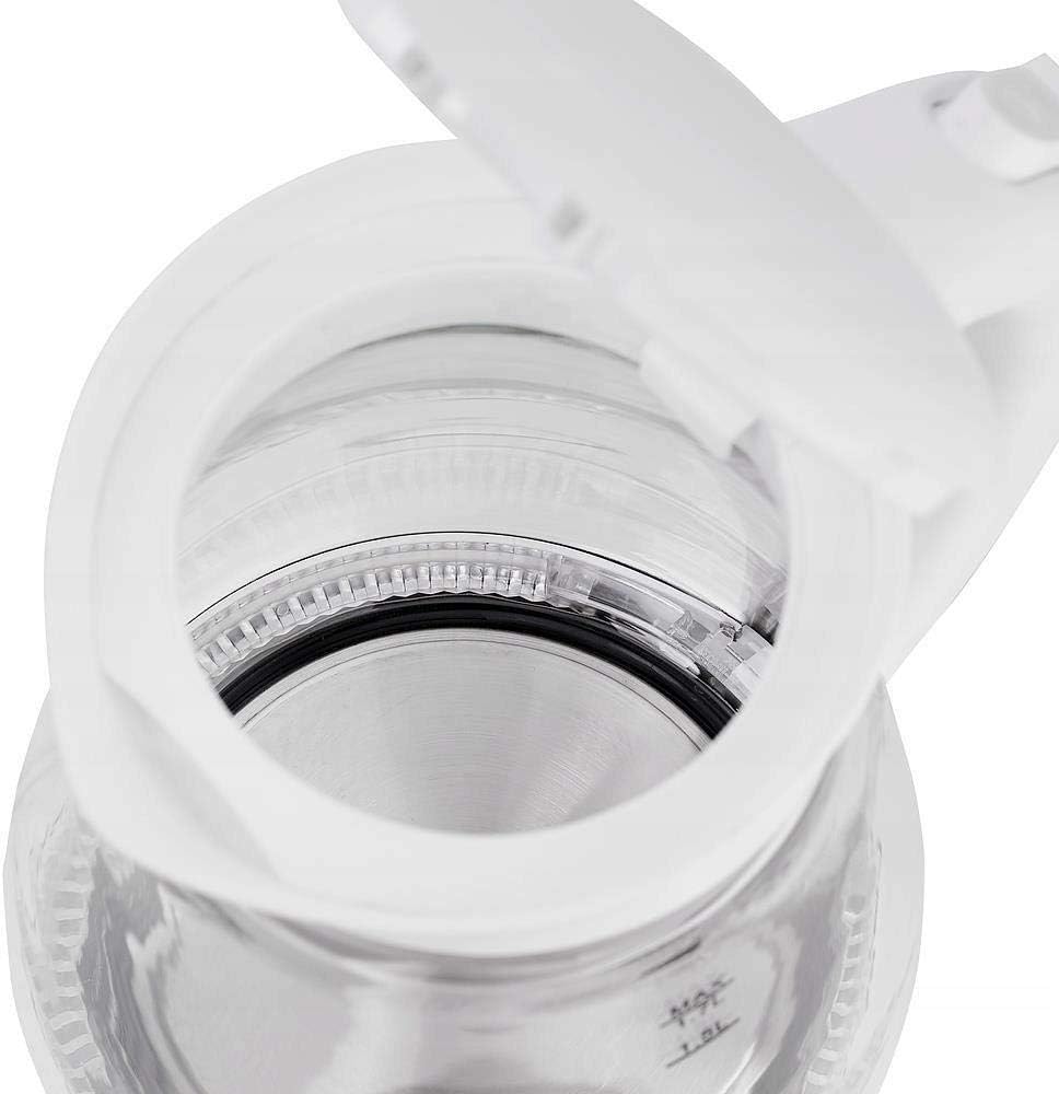 ADLER-Glas-Wasserkocher 1,7 l, kabellose Basis, 2200 W Leistung, weisser Single, Single