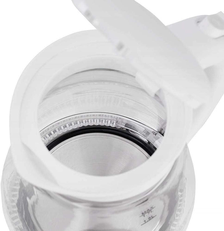 ADLER-Glas-Wasserkocher 1,7 l, kabellose Basis, 2200 W Leistung, weisser Single, Single