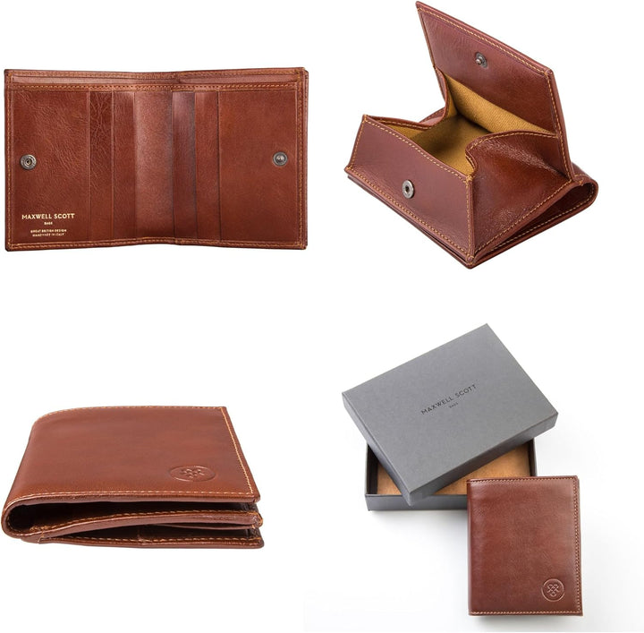 Maxwell-Scott Hochwertige Herren Luxus Leder Geldbörse Rocca Cognac Braun, Cognac Braun