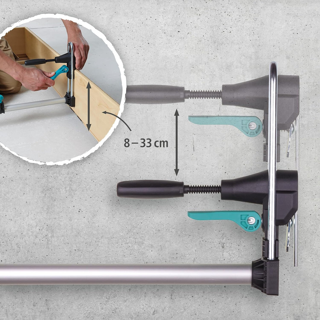 wolfcraft 12-tlg. Türfutter-Montage-Set PRO - Zargenspanner Komplettset | Profi Einbauset für Türen