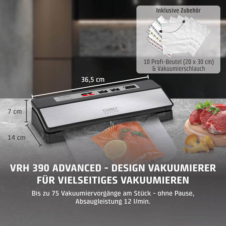 CASO 1522 VR 390 advanced Vakuumierer, Folienschweissgerät, bis zu 75 Vakuumiervorgänge non-stop, re