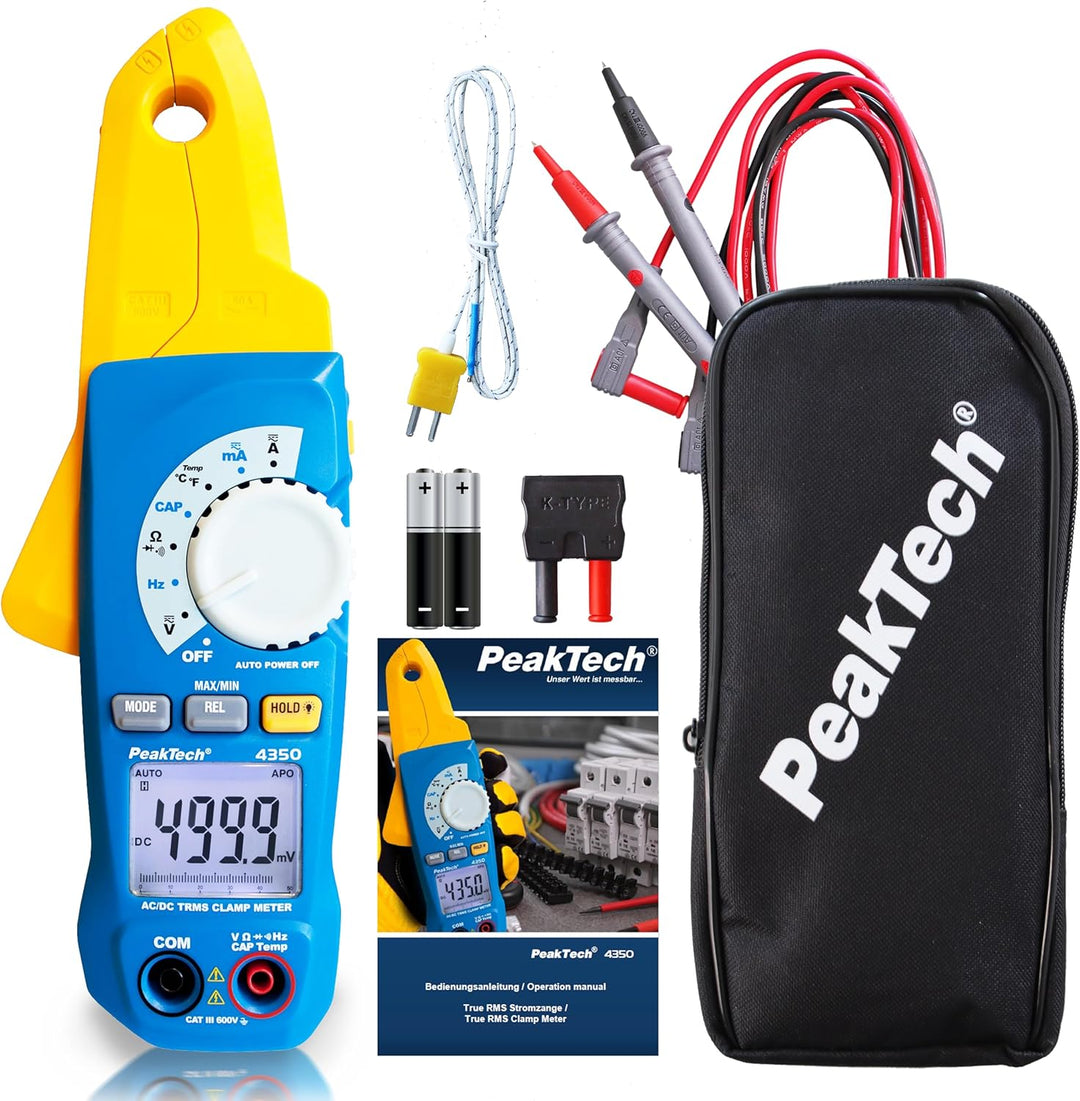 PeakTech 4350 – True RMS Stromzange 80A AC/DC, Digital Multimeter, Zangenmessgerät, Strommesszange,