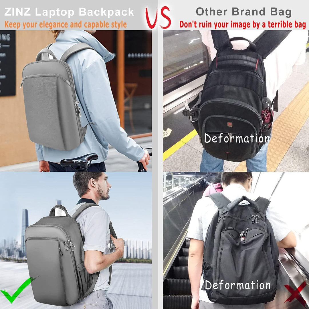 ZINZ Schlanker und Erweiterbarer 15" 15,6" 16" Laptop Rucksack, Diebstahlschutz, Business Reise Note