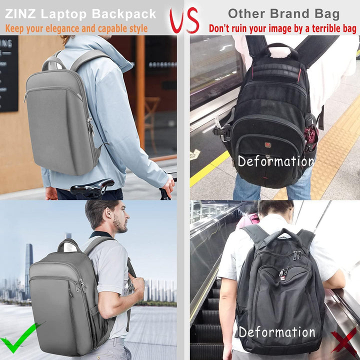 ZINZ Schlanker und Erweiterbarer 15" 15,6" 16" Laptop Rucksack, Diebstahlschutz, Business Reise Note
