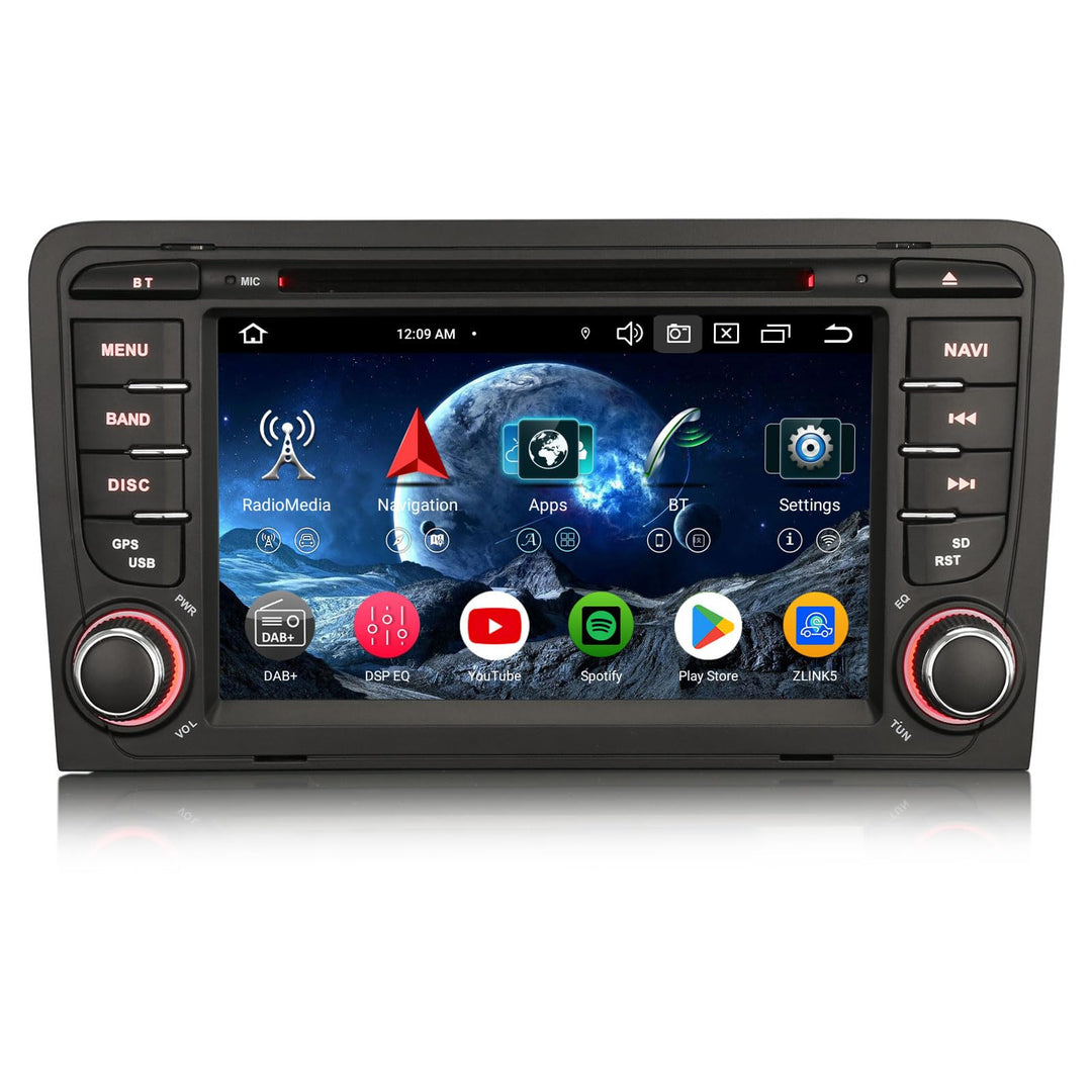 Erisin 8-Kern 4GB+64GB 7 Zoll Android 14 Autoradio GPS Navigation für Audi A3 S3 RS3 RNSE-PU Kabello