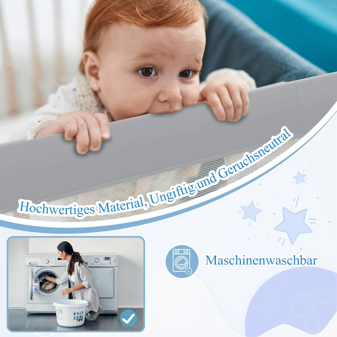 AufuN Bettgitter Bettschuztgitter Portable 200cm, Faltbar Kinderbettgitter für Kinder Babybettgitter