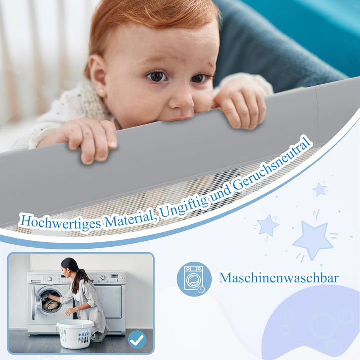 AufuN Bettgitter Bettschuztgitter Portable 200cm, Faltbar Kinderbettgitter für Kinder Babybettgitter