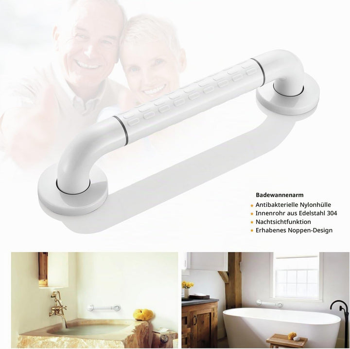 BONADE Haltegriff Rutschfest für Bad &amp; Dusche Wandhaltegriff Weiss aus Edelstahl &amp; Nylon-Sicherheits