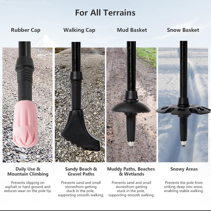 BISINNA Wanderstöcke 135cm Teleskop Trekkingstöcke aus Aluminium, Korkgriff, 2 Stück, Unisex für Erw