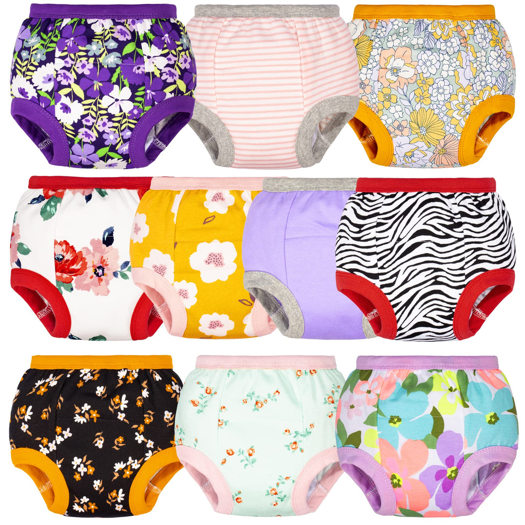 BIG ELEPHANT Baby Mädchen 6er-Pack Töpfchen-Unterwäsche, gepolsterte, saugfähige Blumen-Trainingshos