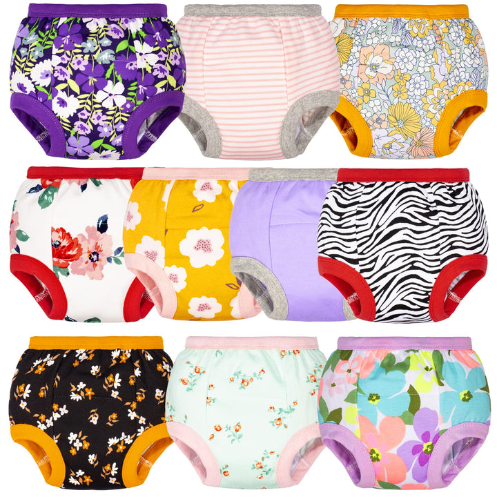 BIG ELEPHANT Baby Mädchen 6er-Pack Töpfchen-Unterwäsche, gepolsterte, saugfähige Blumen-Trainingshos