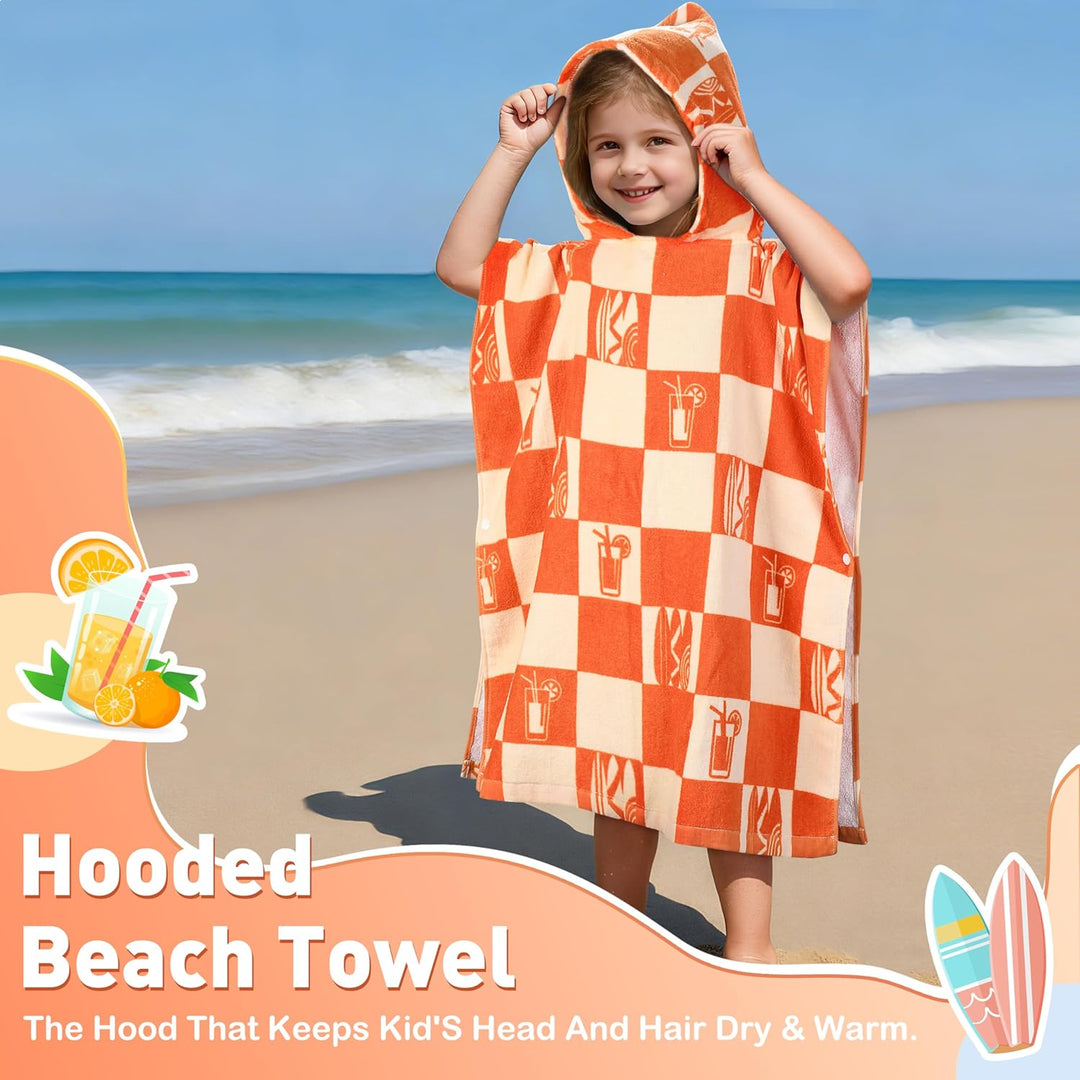 Kato Tirrinia 100% Baumwolle Badeponcho Strandtuch 90-120cm Kinder, Absorbierender Bademantel Badeha