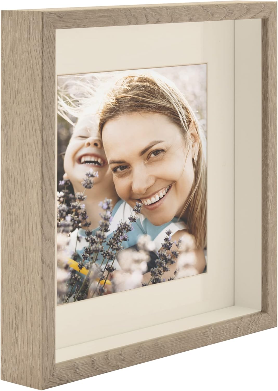 BD ART 28x28 Bilderrahmen 3D zum Befüllen Objektrahmen Rahmen für Objekte mit plexiglas/Eiche Trüffe