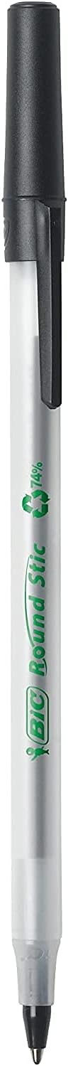 BIC Ecolutions Kugelschreiber, Round Stic .50-Count, 1.0mm schwarz, .50-Count, 1.0mm schwarz