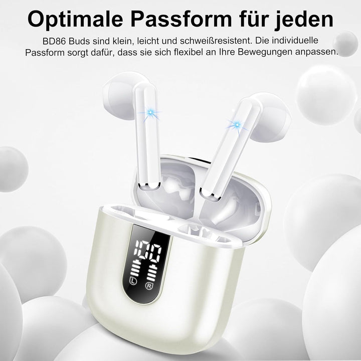 Jesebang Bluetooth Kopfhörer In Ear, Kopfhörer Kabellos Bluetooth 5.3, Ultraleicht Ohrhörer mit HD M