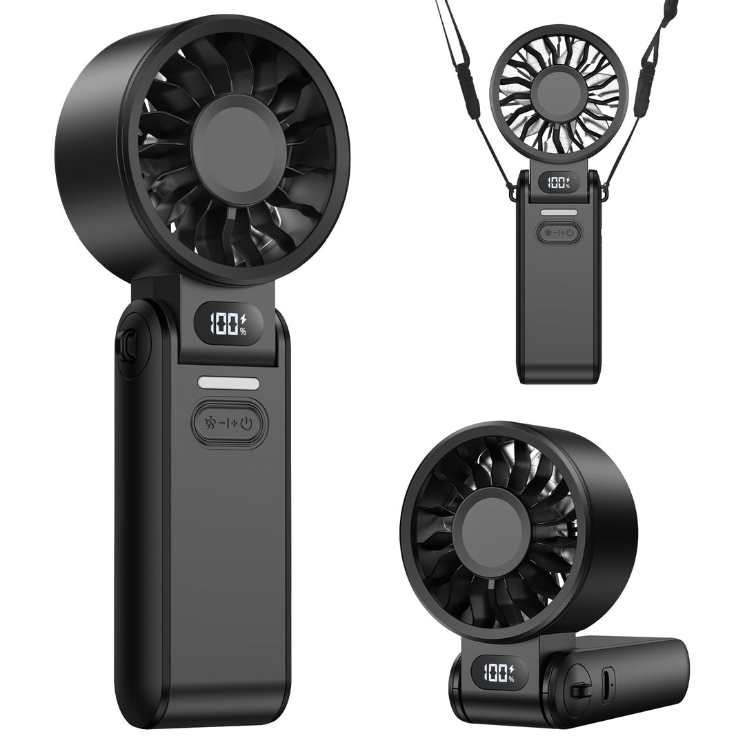 Handventilator 100 Stufen Leise Leistungsstark – Tragbarer Mini Ventilator USB Wiederaufladbar mit L