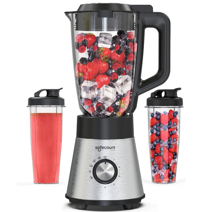 Safecourt standmixer – Kraftvoller Smoothie Maker, Blender & Mixer [1300W & 1,5L Glasbehälter] – für